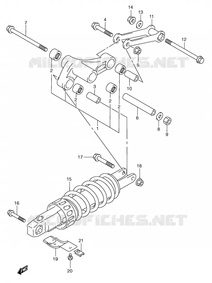 BIELLETTE DE SUSPENSION ARRIERE (MODELE Y) Suzuki SCOOTER 250 BURGMAN 2000  AN250Y(E2)
