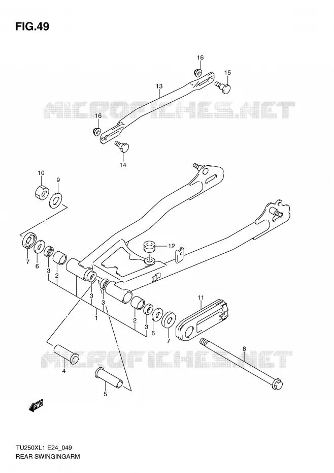 BRAS OSCILLANT ARRIERE Suzuki MOTO 250 TU 2011  TU250XL1(E24)