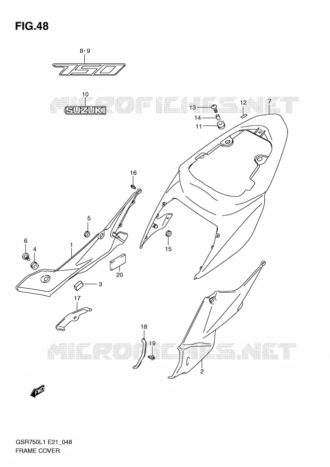 CARENAGES ARRIERE Suzuki MOTO 750 GSR 2012  GSR750L1(E21)