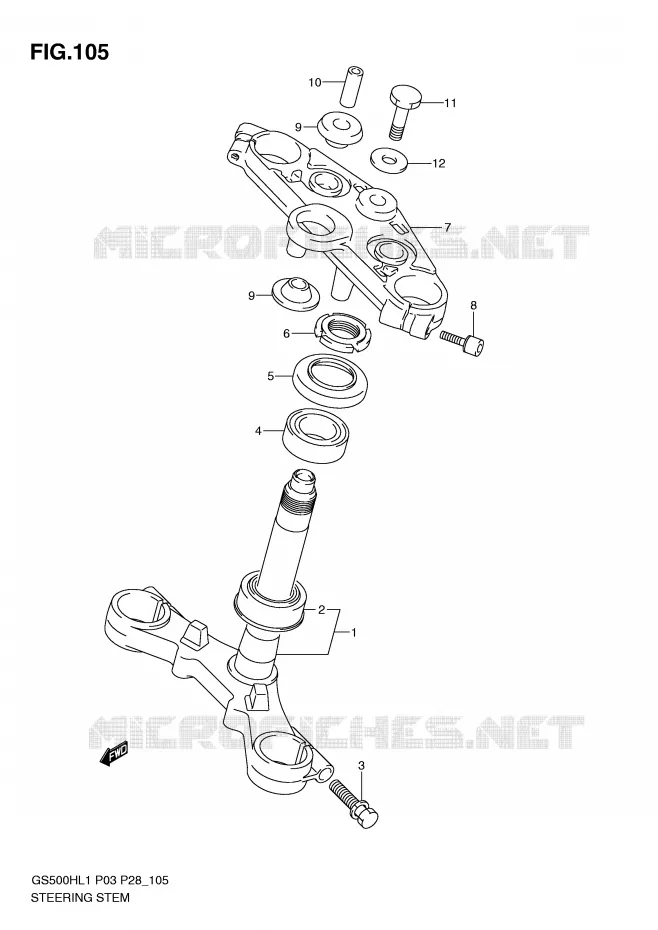 COLONNE DE DIRECTION (GS500FH P28) Suzuki MOTO 500 GS-F 2011  GS500FHL1(P3)