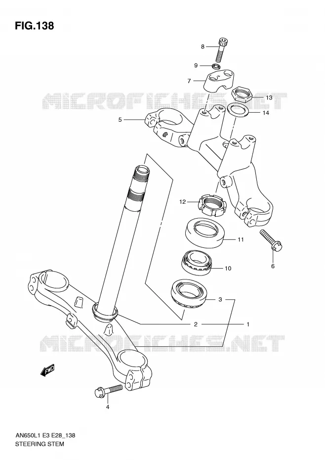 COLONNE DE DIRECTION Suzuki SCOOTER 650 BURGMAN 2011  AN650AL1(E3/E28)
