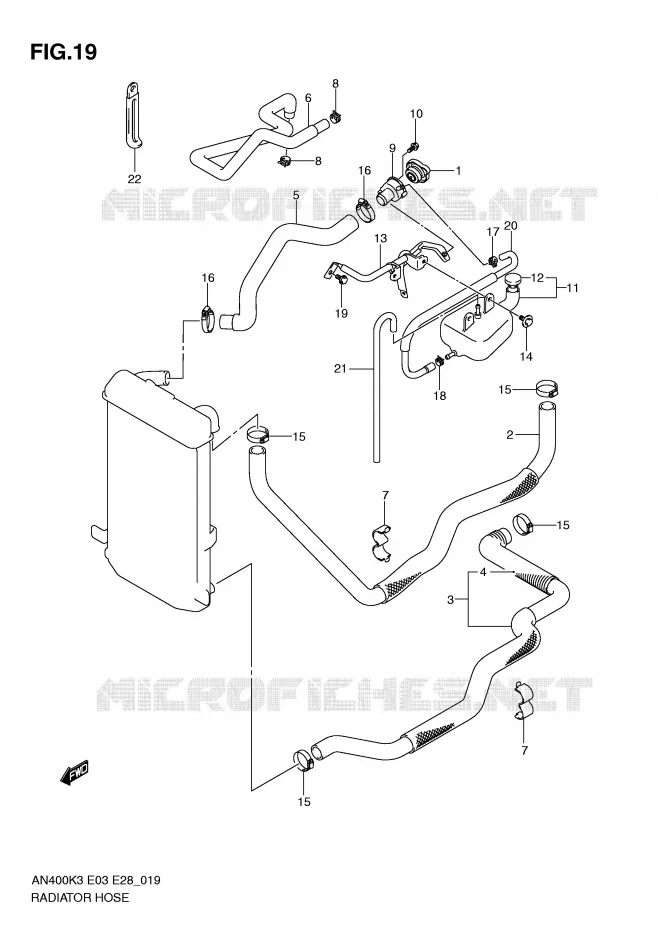 DURITE DE RADIATEUR Suzuki SCOOTER 400 BURGMAN 2006  AN400K6(E3/E28)