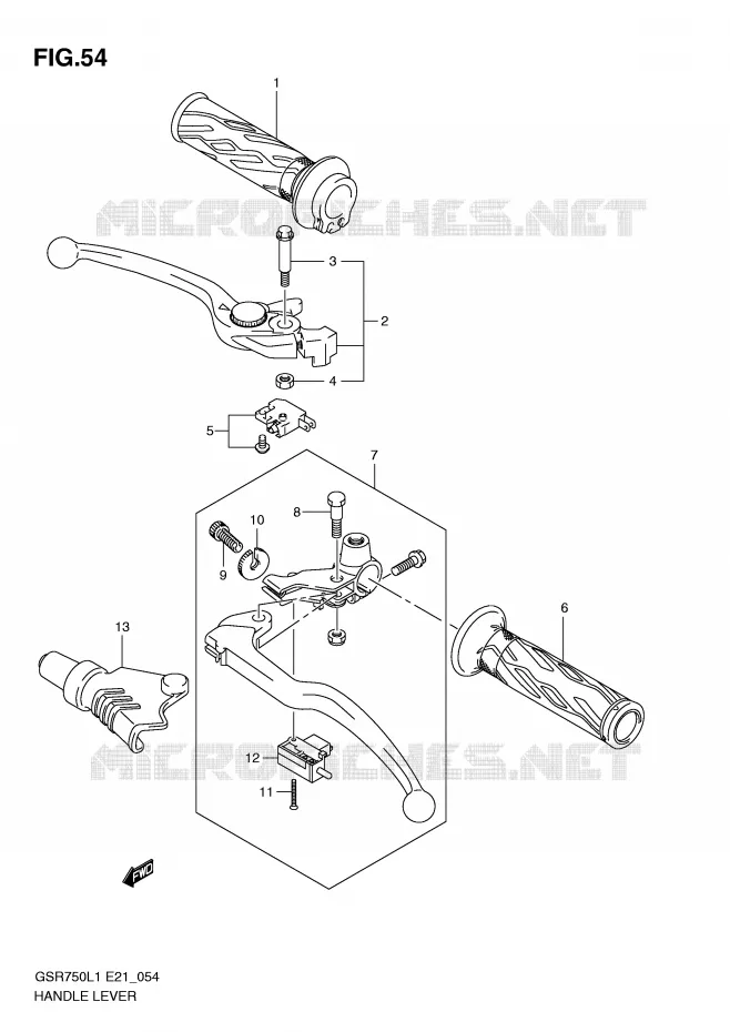 ENSEMBLE LEVIERS - POIGNEES Suzuki MOTO 750 GSR 2011  GSR750UEL1(E21)
