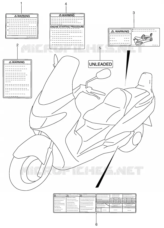 ETIQUETTE (MODELE X) Suzuki SCOOTER 400 BURGMAN 2002  AN400K2(E2)