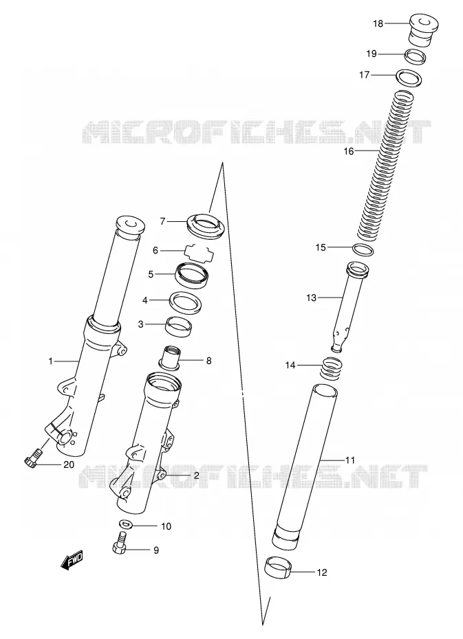 FOURCHE (MODELE K1/K2) Suzuki SCOOTER 250 BURGMAN 2002  AN250K2(E2)