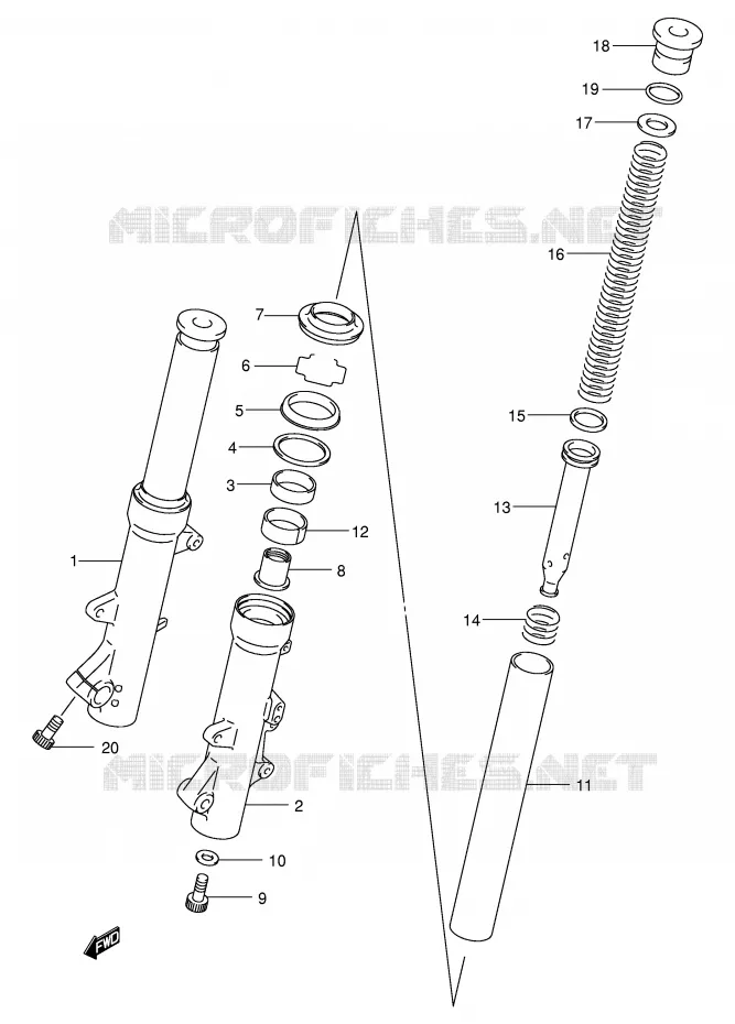 FOURCHE (MODELE K1/K2) Suzuki SCOOTER 400 BURGMAN 2000  AN400Y(E2)