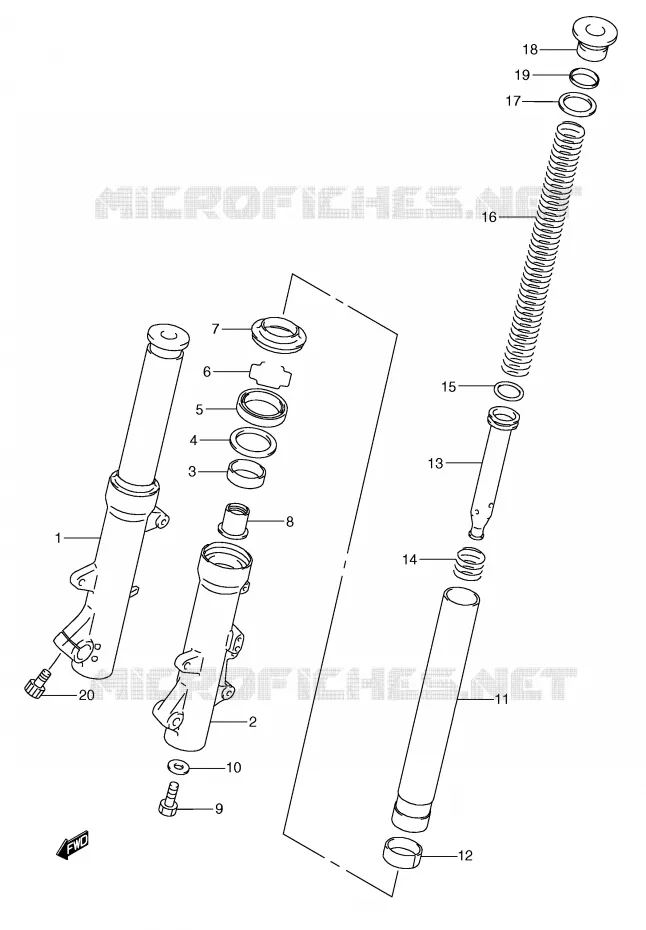 FOURCHE (MODELE Y) Suzuki SCOOTER 250 BURGMAN 2002  AN250RK2(E2)