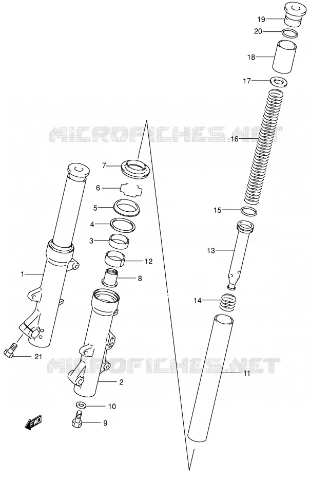 FOURCHE (MODELE Y) Suzuki SCOOTER 400 BURGMAN 2000  AN400RY(E2)