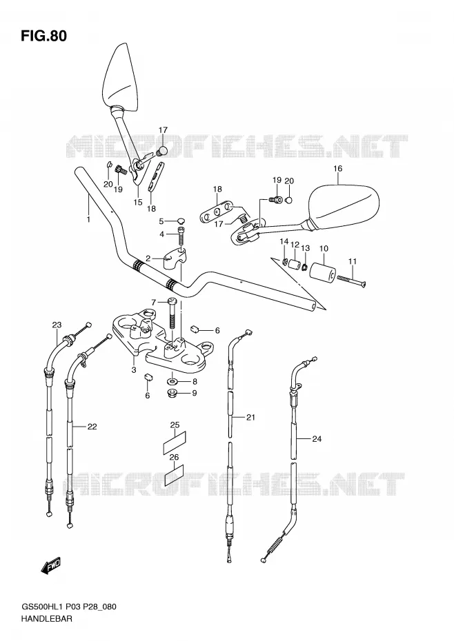 GUIDON (GS500FH P3) Suzuki MOTO 500 GS-F 2011  GS500FHL1(P3)