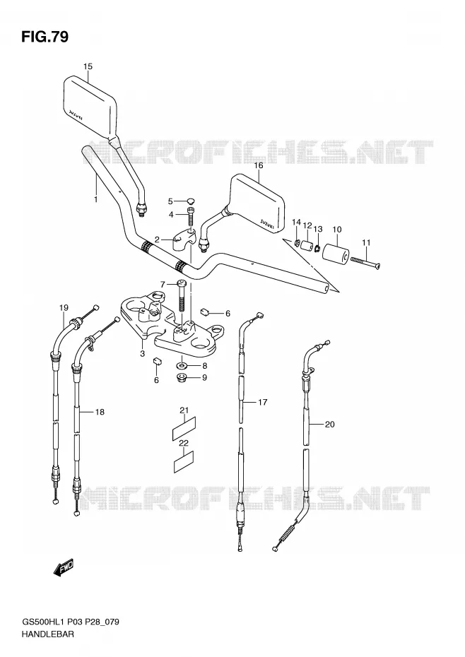 GUIDON (GS500H P28) Suzuki MOTO 500 GS-E 2011  GS500HKL1(P3)