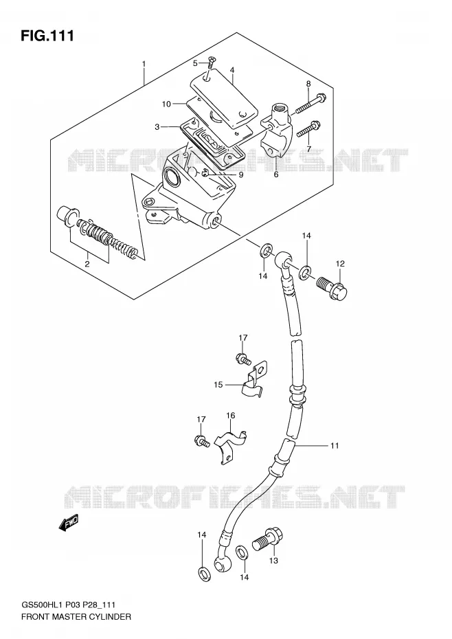 MAITRE CYLINDRE AVANT (GS500FH P28) Suzuki MOTO 500 GS-F 2011  GS500FHL1(P3)