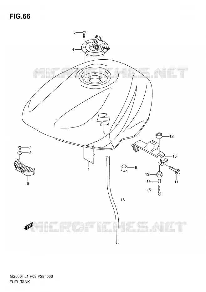 RESERVOIR D'ESSENCE (GS500FH P28) Suzuki MOTO 500 GS-F 2011  GS500FHL1(P3)