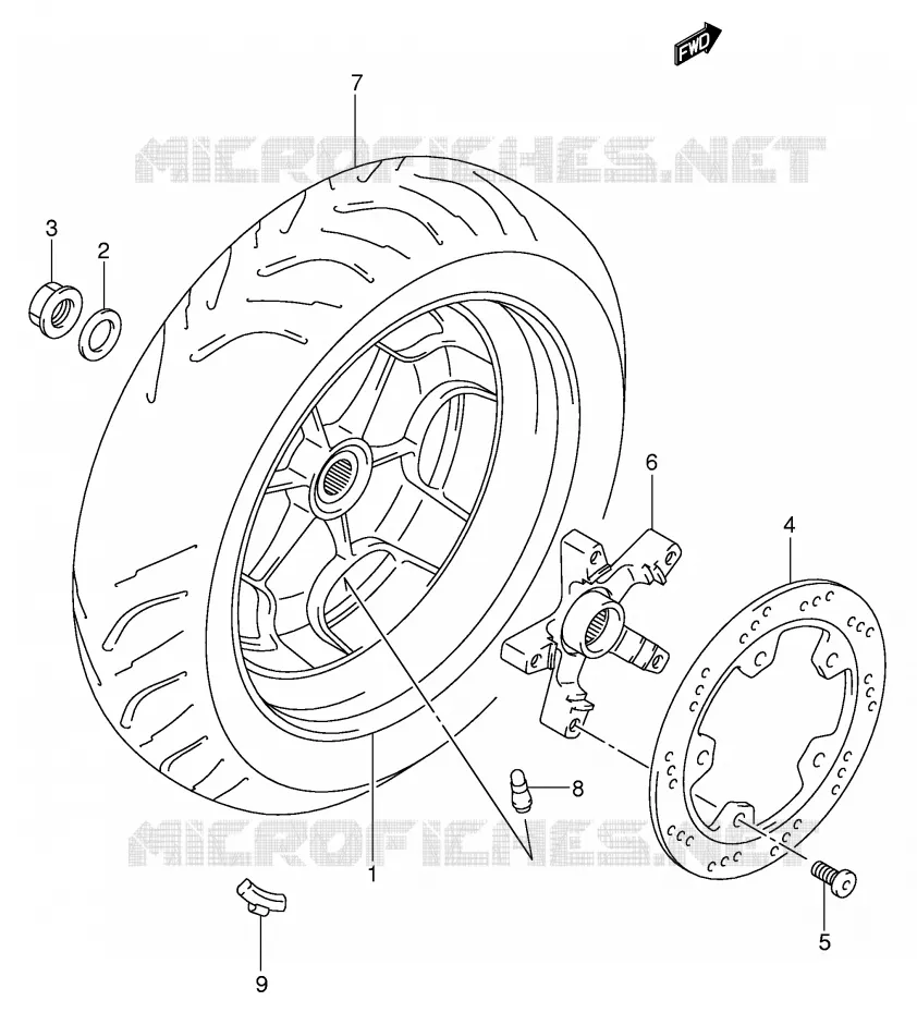 ROUE ARRIERE (MODELE X/Y) Suzuki SCOOTER 400 BURGMAN 1999  AN400X(E2)