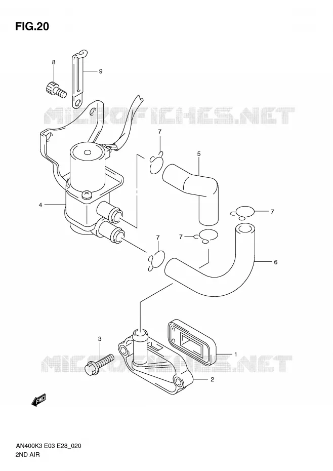 SYSTEME RECYCLAGE GAZ ECHAPPEMENT Suzuki SCOOTER 400 BURGMAN 2005  AN400K5(E3/E28)