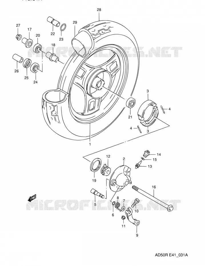 ROUE AVANT (MODEL K E06) Suzuki SCOOTER 60 AD 1994  AD60R