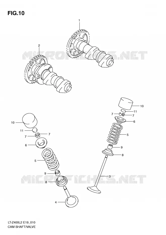ARBRE A CAMES - SOUPAPES Suzuki QUAD 400 QUADSPORT 2012  LT-Z400L2(E19)