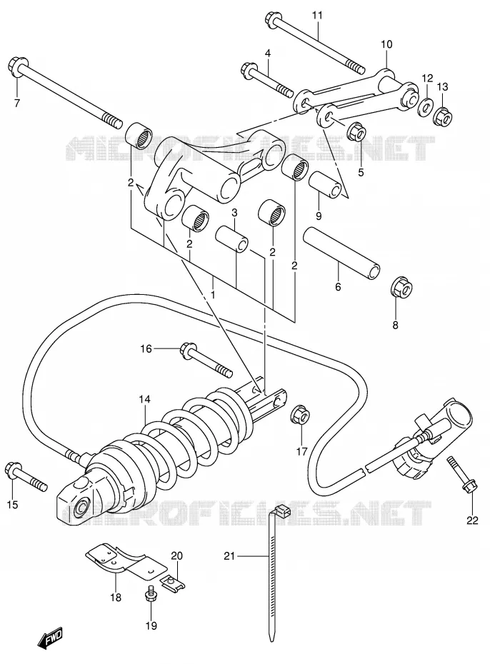 BIELLETTE DE SUSPENSION ARRIERE (MODELE X) Suzuki SCOOTER 400 BURGMAN 2002  AN400K2(E2)