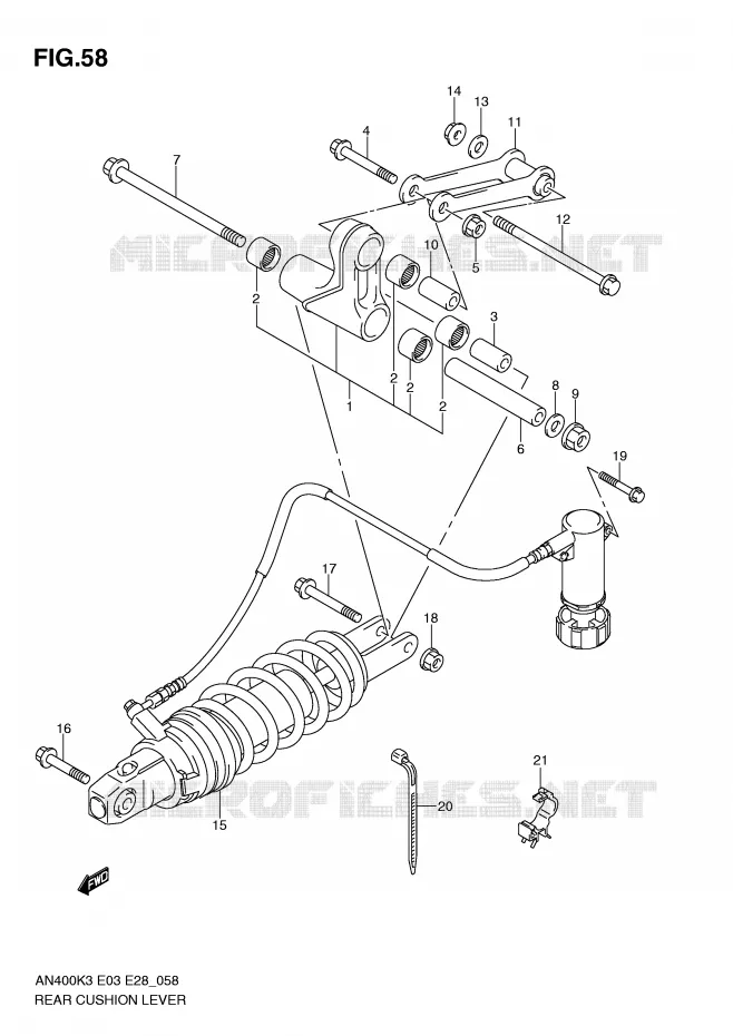 BIELLETTE DE SUSPENSION ARRIERE Suzuki SCOOTER 400 BURGMAN 2004  AN400K4(E3/E28)