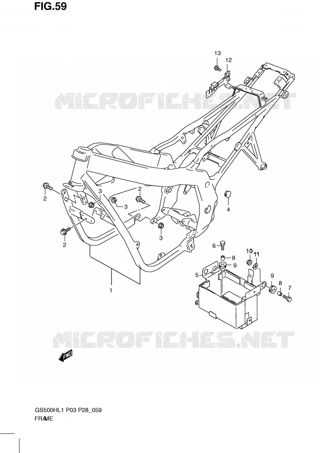 CADRE (GS500FH P3) Suzuki MOTO 500 GS-F 2011  GS500FHL1(P3)