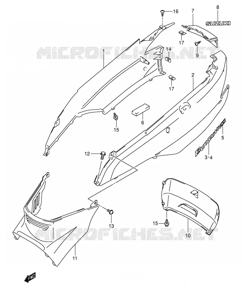CARENAGES ARRIERE  (MODELE K1) Suzuki SCOOTER 400 BURGMAN 2000  AN400Y(E2)