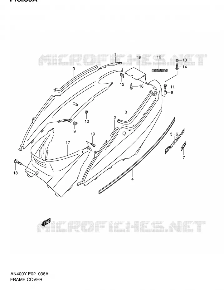 CARENAGES ARRIERE  (MODELE Y) Suzuki SCOOTER 400 BURGMAN 2000  AN400RY(E2)