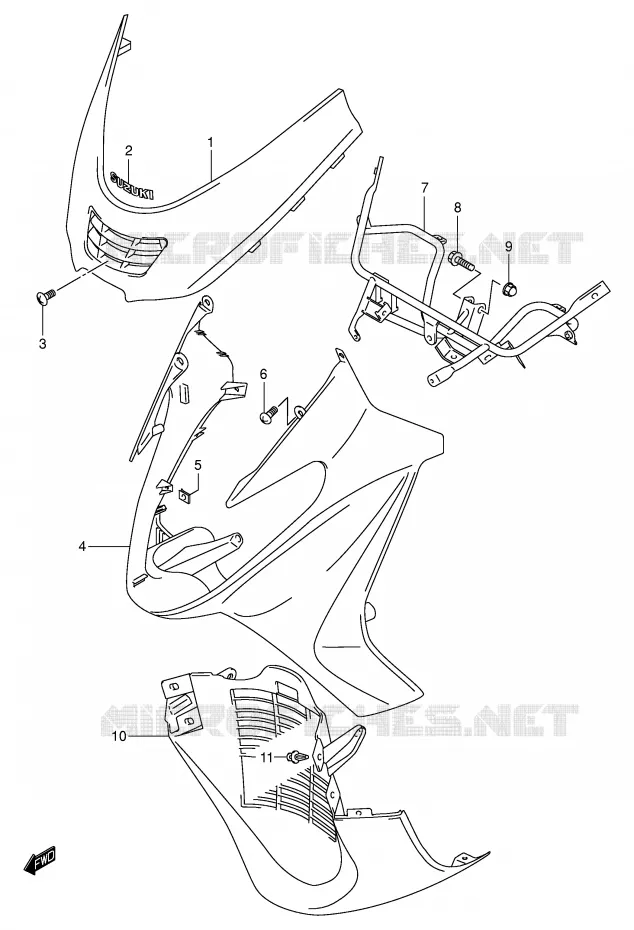 CARENAGES AVANT (MODELE K1) Suzuki SCOOTER 400 BURGMAN 1999  AN400X(E2)