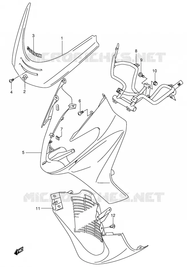 CARENAGES AVANT (MODELE X) Suzuki SCOOTER 400 BURGMAN 2000  AN400RY(E2)