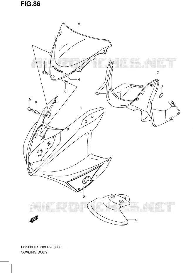 CARENAGES (GS500FH P28) Suzuki MOTO 500 GS-F 2011  GS500FHL1(P3)