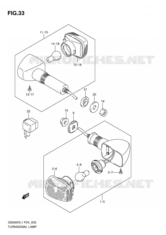 CLIGNOTANTS (GS500FH) Suzuki MOTO 500 GS-F 2011  GS500FHL1(L1)