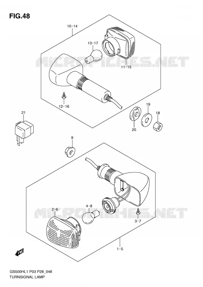 CLIGNOTANTS (GS500H P28) Suzuki MOTO 500 GS-E 2011  GS500HKL1(P3)