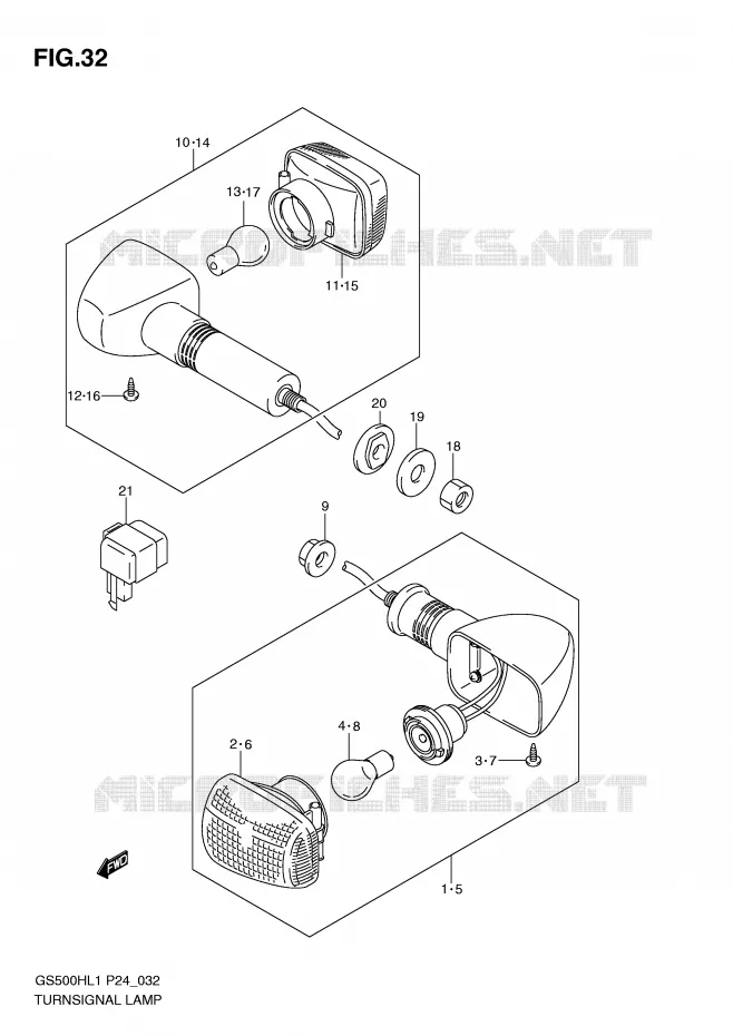 CLIGNOTANTS (GS500H) Suzuki MOTO 500 GS-E 2011  GS500HL1(L1)