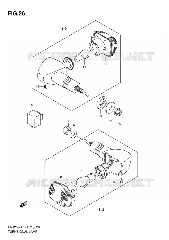 CLIGNOTANTS Suzuki MOTO 125 EN 2009  EN125-2AK9(P71)