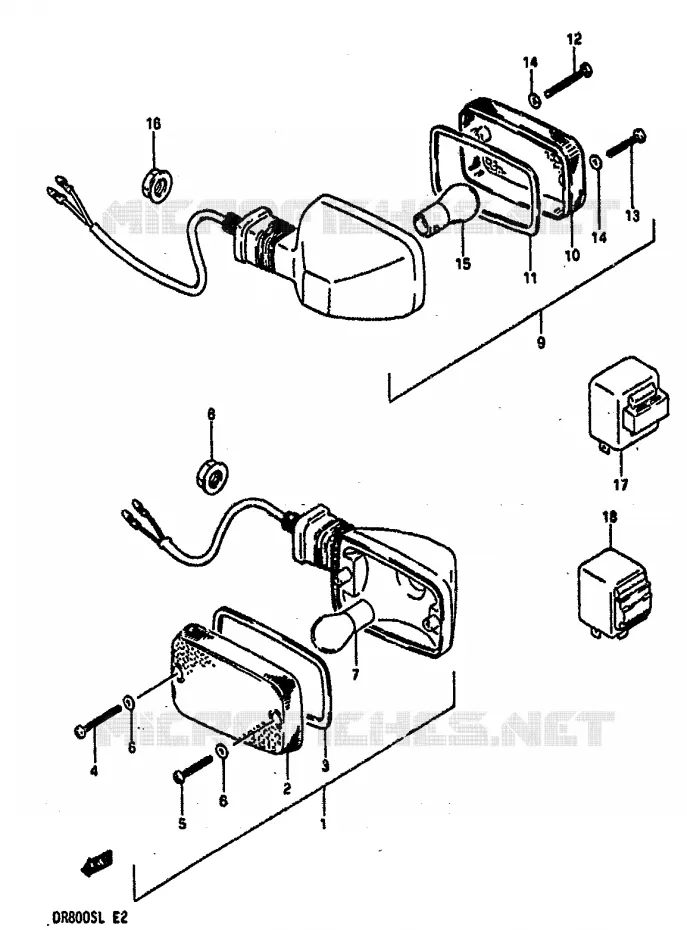 CLIGNOTANTS Suzuki MOTO 800 DR 1990  DR800SUL(L)