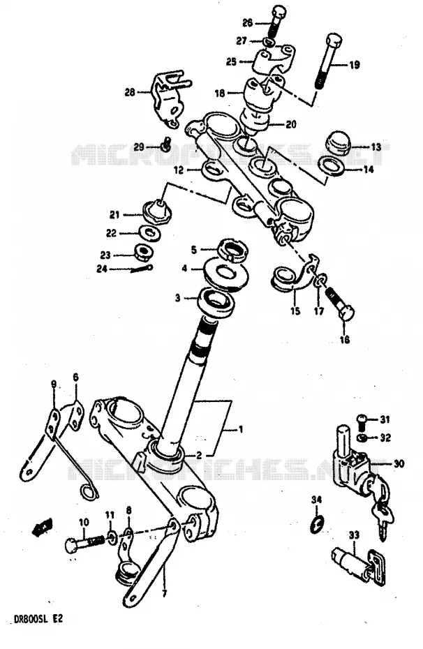 COLONNE DE DIRECTION Suzuki MOTO 800 DR 1990  DR800SUL(L)
