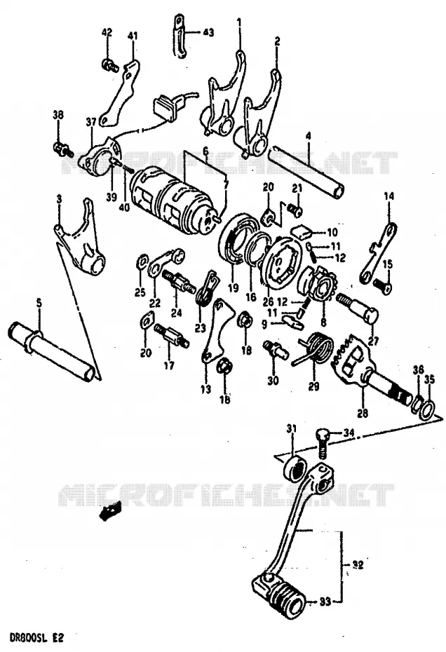 ENSEMBLE DE SELECTION DE VITESSES Suzuki MOTO 800 DR 1990  DR800SUL(L)