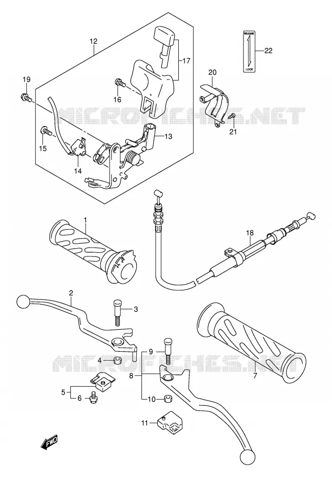 ENSEMBLE LEVIERS - POIGNEES (MODELE K1/K2) Suzuki SCOOTER 250 BURGMAN 2002  AN250K2(E2)