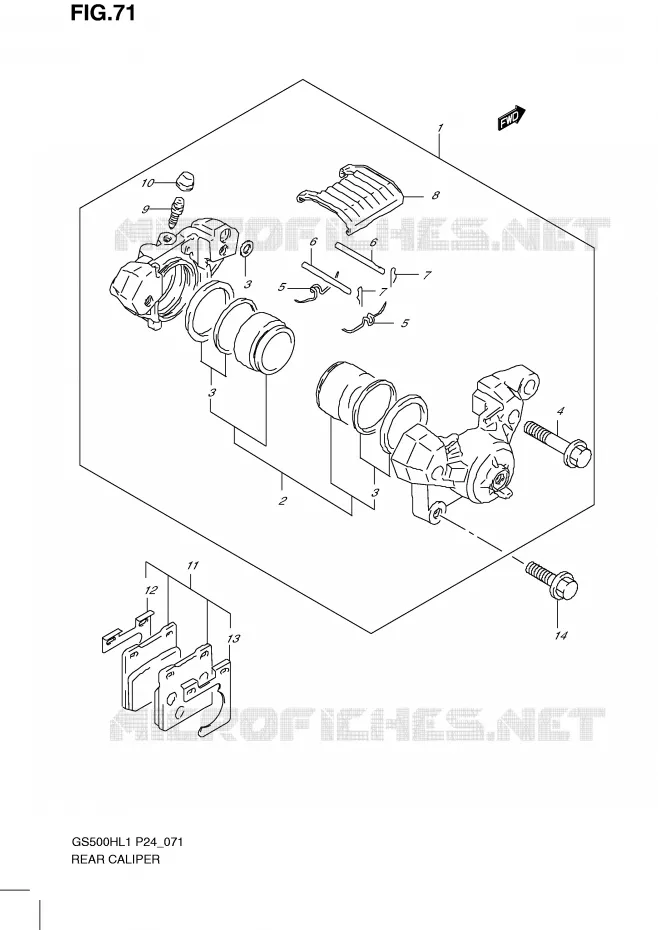 ETRIER DE FREIN ARRIERE Suzuki MOTO 500 GS-F 2011  GS500FHL1(L1)