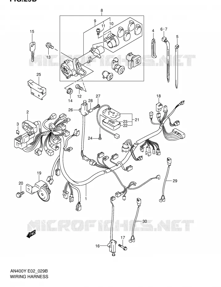 FAISCEAU ELECTRIQUE (MODELE K1/K2) Suzuki SCOOTER 400 BURGMAN 2000  AN400RY(E2)