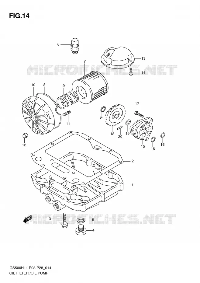 FILTRE A HUILE - POMPE A HUILE (GS500FH P3) Suzuki MOTO 500 GS-F 2011  GS500FHL1(P3)