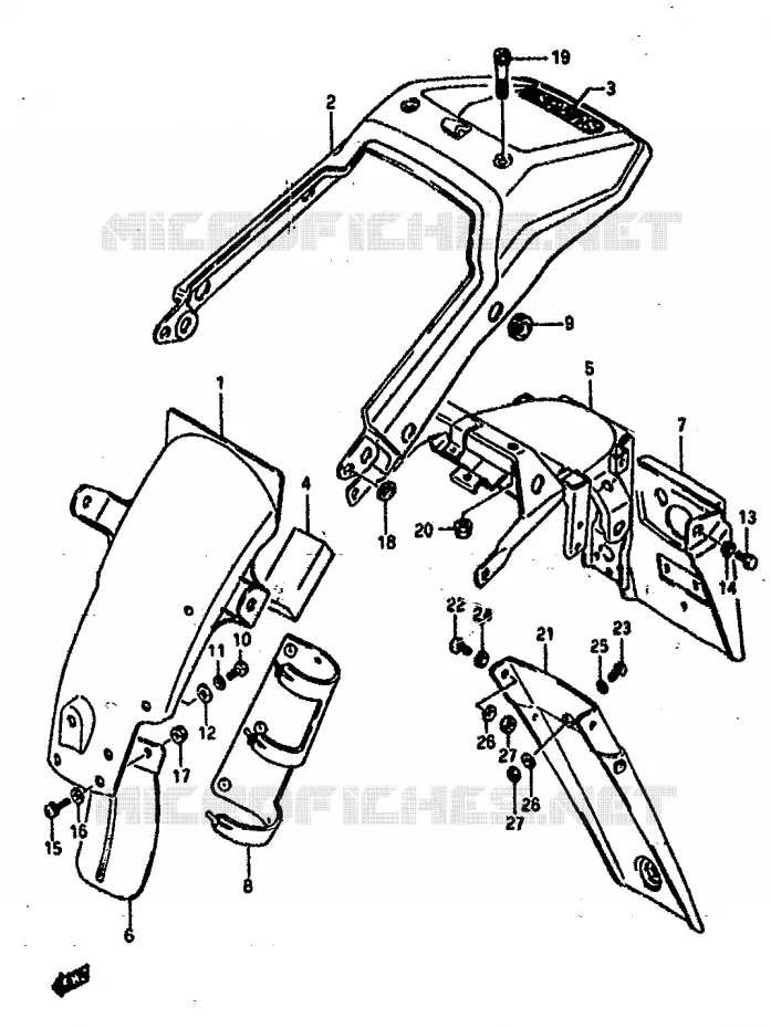 GARDE BOUE ARRIERE Suzuki MOTO 800 DR 1990  DR800SL(L)