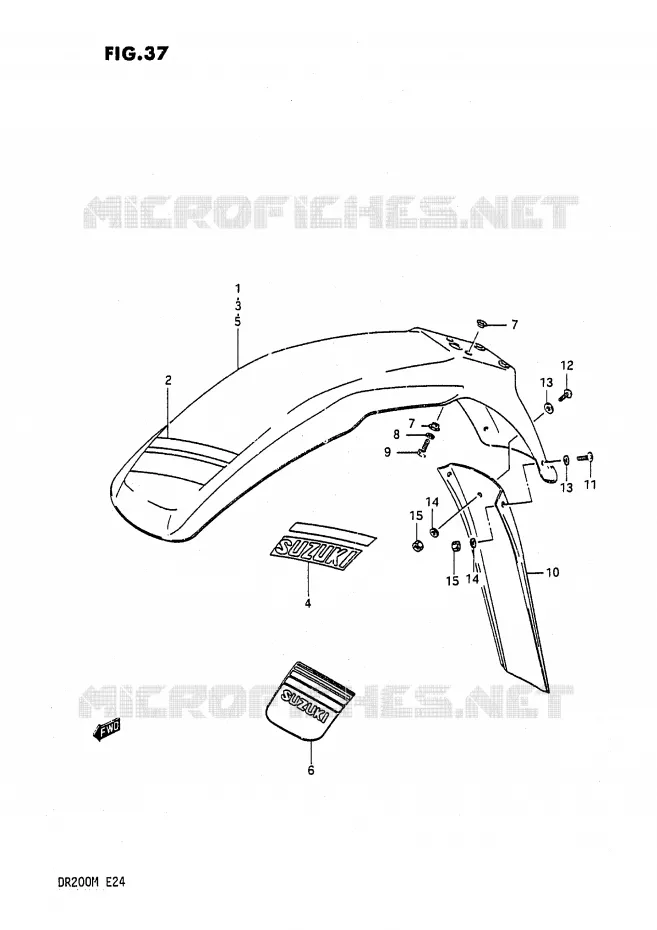GARDE BOUE AVANT Suzuki MOTO 200 DR 1987  DR200H(E24)