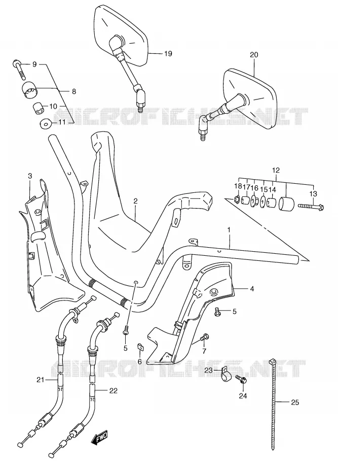 GUIDON (MODELE W/X) Suzuki SCOOTER 250 BURGMAN 2000  AN250Y(E2)