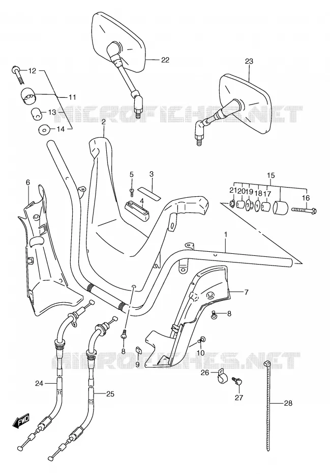 GUIDON (MODELE Y) Suzuki SCOOTER 250 BURGMAN 2001  AN250K1(E2)