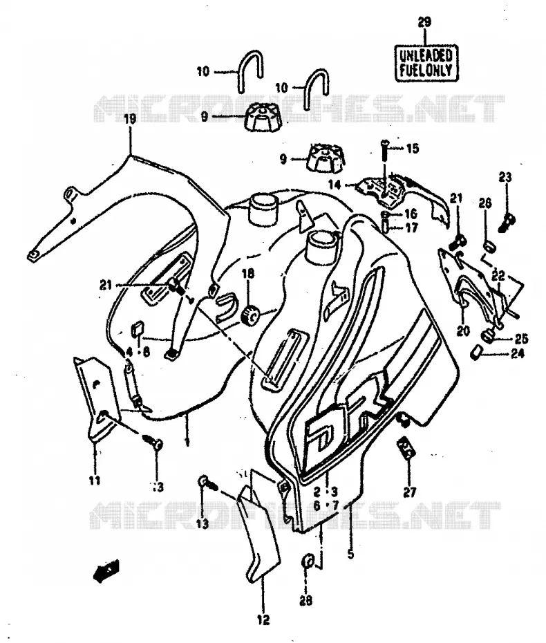 RESERVOIR D'ESSENCE Suzuki MOTO 800 DR 1990  DR800SUL(L)
