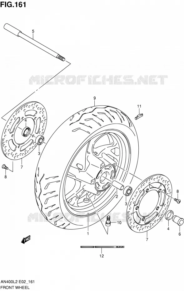 ROUE AVANT (AN400L2 E19) Suzuki SCOOTER 400 BURGMAN 2012  AN400AL2(E19,E24)