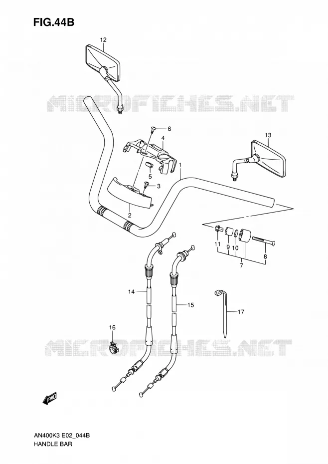 GUIDON (AN400SK5/SK6) Suzuki SCOOTER 400 BURGMAN 2006  AN400S K6 (E02,E19)