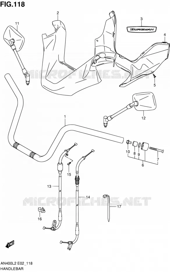 GUIDON (AN400ZAL2 E51) Suzuki SCOOTER 400 BURGMAN 2012  AN400ZAL2(E02,E19,E51)