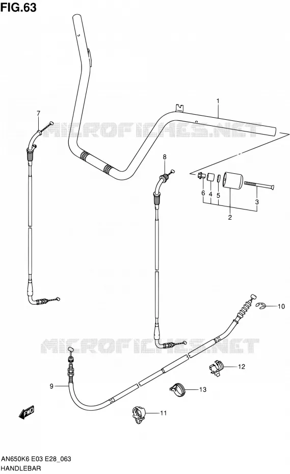 GUIDON (MODEL K6/K7/K8) Suzuki SCOOTER 650 BURGMAN 2007  AN650 K7 (E03,E28,E33)