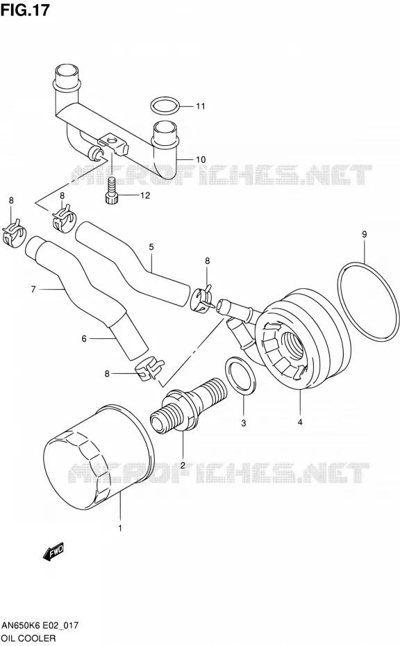 RADIATEUR D'HUILE Suzuki SCOOTER 650 BURGMAN 2007  AN650A K7 (E02,E19,E24,E51)