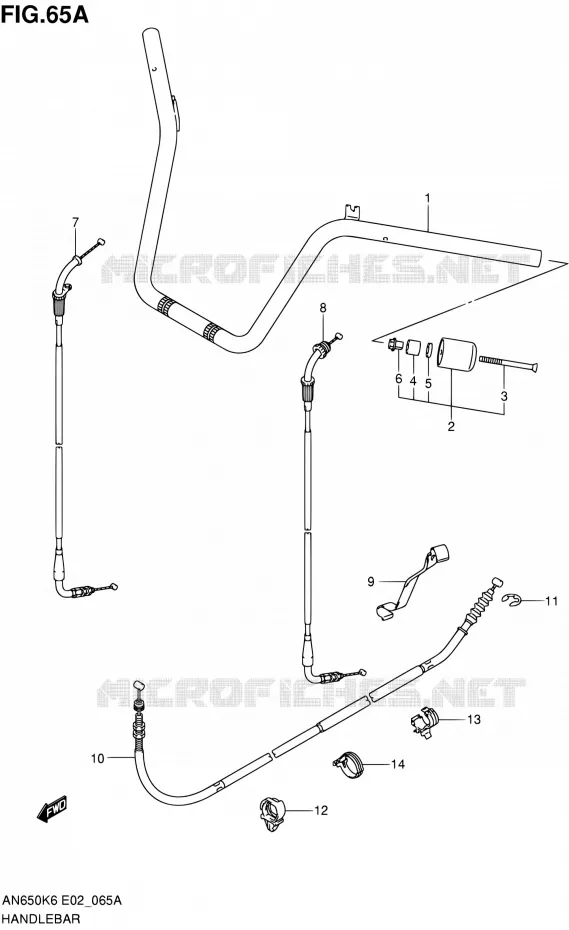 GUIDON (MODEL K9/L0) Suzuki SCOOTER 650 BURGMAN 2010  AN650A L0 (E02,E19,E24,E51)